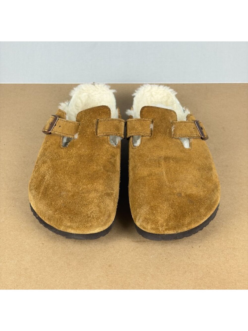 Birkenstock Boston Shearling Lined Clogs Mules Womens 9 Tan Slip On Casual - Picture 2 of 10
